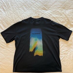 All Saints Black Short Sleeve Tee with Graphic Design